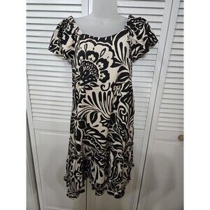 Robbie Bee Black Cream Tribal Hawaiian Dress Size Small Rockabilly Tiki